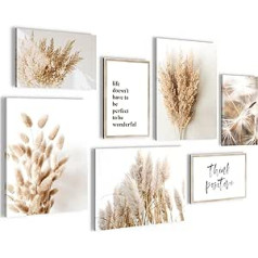 Novart sienas attēli Boho Pampas Grass — pilnībā gatavs pakarināšanai — smilškrāsas viesistabas guļamistabas — 7 modernas noskaņas attēli — N005671a