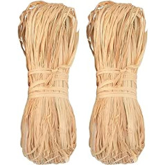 KINGLAKE 100g Bast Raffia Bastband Natur Bindebast Florbast Naturbast zum Basteln, Dekoration, Weben, Floristen, Garten, 2 x 50 g