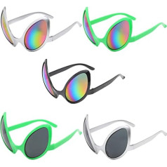 Syijupo Pack of 5 Alien Brilles Funny Brilles Ballīte Svētku Balle Citplanētiešu alternatīva Modelēšana Ballīšu piederumi Smieklīgi saulesbrilles ballīšu piederumiem Svētku kāzu noformējums