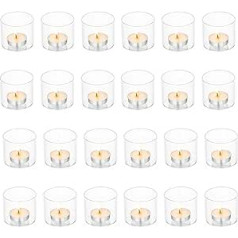 Romadedi Tea Light Holder Glass Tea Light Glasses Clear Votive Candle Holder – for Tea Lights Votive Candles Floating Candles Candle Holders Set of 24 Wedding Party Christmas Table Decoration 5.7 x 5