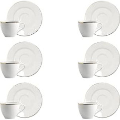 Excelsa 61458 10 Cl 6 espresso tasīšu un apakštasīšu komplekts, porcelāns, balts/zelts