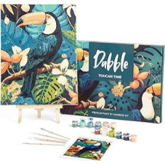 Dabble™ Toucan Time Premium Paint by Numbers komplekts pieaugušajiem un iesācējiem ar piederumiem: audekls, rāmji, akrila krāsas, otas, ziedi, augi