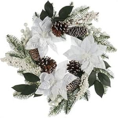 COM-FOUR® Door Wreath Christmas - Advent Wreath with Large Flowers and Glitter - Decorative Wreath Autumn - Christmas Decoration - Table Wreath - Christmas Wreath