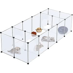 BRIAN & DANY 18 Panels Outdoor Enclosure for Rabbits Guinea Pigs Puppy Run 148 x 75 x 48 cm
