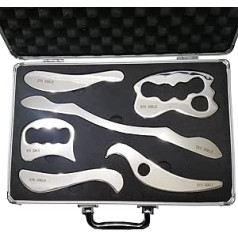 AnTiexi 01-6 Set Stainless Steel Gua Sha Massage Tool Kit AnTiexi IASTM Tools Great Soft Tissue Mobilization Tool Physical Therapy 6 Pieces