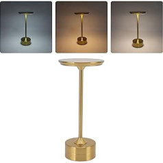 Bezvadu galda lampa, regulējama galda lampa, pārnēsājama USB C krāsu LED naktslampa no metāla ar iebūvētu 2000 mAh litija akumulatoru, skārienvadība guļamistabai/ēdamistabai (zelta)