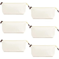 Belle Vous Cosmetic Bag Set in White (Set of 6) Large Fabric Bags for Painting for Men and Women - Multipurpose Fabric Bags for Cosmetics, Pencil Case, Craft Accessories - Money Bags Bank Bag, White