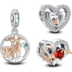 Annmors Charm Cute Animals Pendant, S925, Sterling Silver Bracelet Bead with Cubic Zirconioa for European Bracelets and Necklaces, Mother's Day, Jewellery Gift, Christmas, for Men and Women