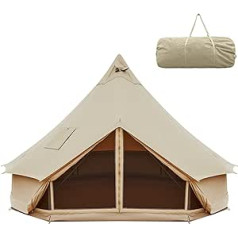 KingCamp Khan Camping Glockenzelt 4 m/5 m Liela izmēra Raum alle Baumwolle Heavy Duty wasserdicht Luxus Outdoor Pyramidenzelt/für 4/8 Person Familie Outdoor in Allen Jahreszeiten Baumwolle Campingzelt