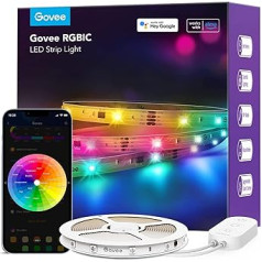 Govee LED sloksne 10 m, RGBIC LED sloksne Smart, DIY segmenta vadība, lietotņu vadība, mūzikas sinhronizācija, darbojas ar Alexa un Google asistentu, ballītēm, mājām, guļamistabai