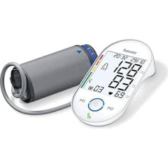 Beurer BM 55 augšdelma asinsspiediena mērītājs ar patentētu atpūtas indikatoru precīziem mērījumiem, ar USB interfeisu, riska indikatoru, aritmijas noteikšanu, augšdelma apkārtmēram 22-42 cm