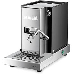 Caffè Musetti, espresso automāts, saderīgs ar 44 mm spilventiņiem, rokām izgatavots no augstas kvalitātes nerūsējošā tērauda, vienkāršs un kompakts, 100% ražots Itālijā, ietilpība 1 litrs, 500 W