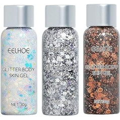 Teksome 5 gab. Sejas sequins - Glitter želeja sejai ar 5 krāsām | Makeup Sequins Eyeshadow Liquid Stage Makeup Sejas ķermeņa mirdzumu komplekts Glitter ķermeņa želeja meitenēm, sievietēm, dāmām