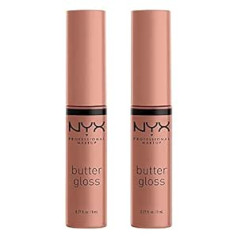 Nyx Professional Makeup lūpu spīduma dubultais iepakojums ar spīdīgu apdari un nelipīgu formulu, 2 x Nr. 14 Madeleine