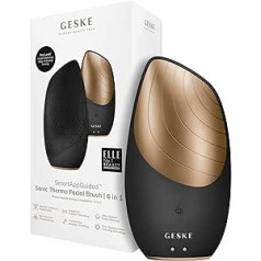 Geske SmartAppGuided™ Sonic Thermo Facial Brush, 6 in 1, Skin Cleansing, Cleaning Brush with Heat Function, Face Massager, Electric Face Brush, Facial Cleansing Device