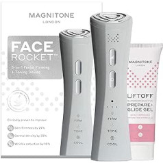 ‎Magnitone MAGNITONE FaceRocket 5-in-1 sejas nostiprināšanas ierīce — radiofrekvence, mikrostrāva, gaismas terapija, krioterapija, skaņas masāža, sejas masētājs, pretnovecošanās, ādas atjaunošana, grumbu noņemšanas līdzeklis