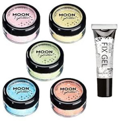 Moon Glitter Pastel Glitter Shaker — 100% косметические блестки для лица, тела, ногтей, волос и губ — 3 г — набор из 5 цветов