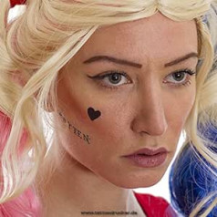 Tattoodrucker 5 x Harley Quinn pagaidu tetovējums — 110 uzlīmes, ķermeņa noformējums — karnevāla karnevāla Helovīna kosplejs (5)