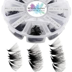 Wendy Lashes Lietošanai gatava skropstu pieaudzēšana ar ventilatoru, 20 D, 500 g. pak., 9-16 mm, 0,07 mm, C Curl, gatavas skropstas ar vēdekļiem, vēdekļi, iepriekš sagatavoti skropstu pieaudzēšanas rīki, krievu skropstu pieaudzēšana (500