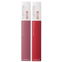 Maybelline New York Make Up lūpu spīduma komplekts Matte Ink Lūpu spīdums Ilgnoturīgs Nekrāsojošs Matēts Efekts Lover (15) + Pioneer (20) 5ml