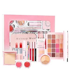 Chseeo Make-Up Set Cosmetics Vanity Case Cosmetic Gift Set Lūpu spīdums Eyeshadow Concealer Palette Pulver Lūpukrāsas Grima paletes sejai, acīm un lūpām #1