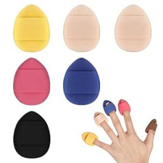 Sibba Powder Puff 6 gabali Aplauzums Sponge Beauty Blender Face Foundation Blending Korektors Aplikators Acu ēnas Spilvenu spilventiņi Kosmētisks Mini Mazs Trīsstūris Mīksts Pirkstu turētājs Mazs Ceļojumu futrālis Komplekts