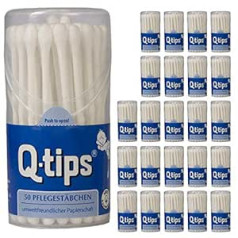 ‎Q-Tips Q-tips papīra vārpstas kopšanas kociņi ceļojuma izmēra (24 x 50 gab.) vates kociņi bez plastmasas