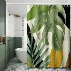 Shower Curtain 180 x 200 cm Bath Curtain Shower Curtain Shower Blind for Bathtub Green Funny Textile Fabric Linen Colourful Boho Washable Anti Mould with Eyelets Bath Curtain Bathroom Curtain Bathroom