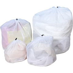 BDSHUNBF Pack of 4 Laundry Bags, Mesh Laundry Bags, Reusable, Drawstring Closure, Laundry Net, Fine Mesh, Large Mesh Bag for Delicates, Lingerie, Shirts, Socks, Skirt Socks