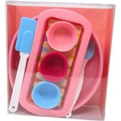 17 Piece Silicone Bakeware Baking Set - Cupcake, Round Cake, Loaf Moulds + Spatula & Pastry Brush