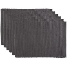 DII Basic Everyday Ribbed Table Top, 100% Cotton, Placemat Set, 33 x 48 cm, Mineral Grey, 6-Piece