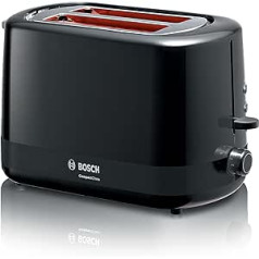 Bosch Compact Class TAT3A113 Compact Toaster with Integrated Bun Attachment with Automatic Shut-Off Function with Defrost Function Perfect for 2 Slices of Toast Lift Function 800 W Black