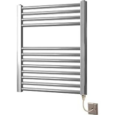 Greened House Electric Heated Towel Rail Chrome Straight 500mm wide x 600mm high