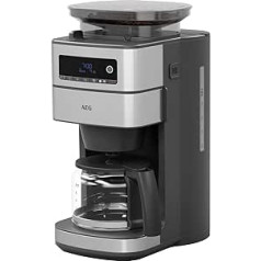 AEG CM6-1-5ST Coffee Machine / Integrated Grinder / 3 Grinding Settings / Programmable Timer / Coffee Powder / Coffee Beans / Aroma / 1.25 L Glass Jug / Safety Shut-Off / Stainless Steel