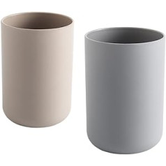 wongwongcat 300ml Japanese Style Unbreakable Reusable Drinking Cups Set of 2 Colors Plastic Toothbrush Cups Dishwasher Safe (Brown and Grey)