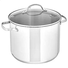 Amazon Basics Stainless Steel Stock Pot with Lid 7.6 Litre Silver