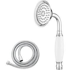Maynosi Classic Bathroom Shower Head, Traditional Telephone Style Handheld Shower Head Retro Hand Shower with Ceramic Handle, Victorian Rain Shower with 1.5m (Chrome)