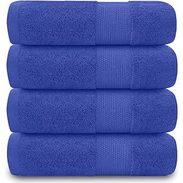 GC GAVENO CAVAILIA Towels for Bathroom - 700gsm Towels Set of 4 - Egyptian Cotton - Hotel Quality Towels - Machine Washable - Royal Blue - 50 x 85 cm