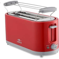 Posten Anker Stainless Steel Toaster, 4 Slices, 7 Browning Levels and Crumb Compartment, Double Toaster with Bun Attachment, 1400 Watt (Red)
