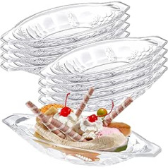 Bokon 16 Pieces Banana Split Bowls 8oz Ice Bowls Acrylic Banana Split Bowls Clear Banana Split Boat Plate Serving Bowl for Kitchen Yogurt Fruit Snack