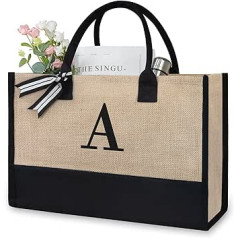 TOPDesign Personalised Initial Jute Bag Tote Bag for Women