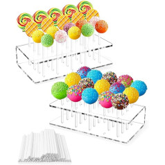 2 pieces cake pop stand, with 100 cake pop stems, cake pop stand, 20 holes, lollipop holder, lollipop stand for sweets, decoration, birthday