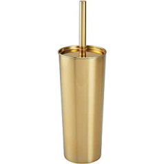 mDesign Slim Toilet Brush with Stainless Steel Holder - Classic Freestanding Toilet Brush for Bathroom or Guest Toilet - Practical Toilet Brush with Holder - Brass