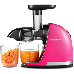 AMZCHEF Slow Juicer, Slow Chewing Juicer with Reverse Function, High Juice Performance, Easy to Clean with Dust Brush, Rose Red (Updated)