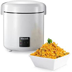 Macook Mini rīsu plīts Rīsu plīts 1-2 cilvēkiem (1,5 tases, 0,3 litri), maza rīsu plīts, vienkārša darbība ar vienu pogu, iekšējais katls ar nepiedegošu pārklājumu ar rīsu karoti un mērglāzi