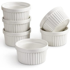 homeEdge porcelāna Ramekin komplekts, 240 ml saldējuma bļoda, Cream Brulee Ramekin suflē krūzes cepšanai, komplektā 6 balti