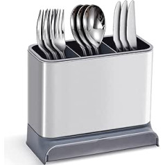 APEXCHASER Stainless Steel Utensil Holder, Cutlery Draining Basket, Cutlery Draining Tray, Kitchen Sink Organiser, Rustproof Kitchen Utensils Organiser