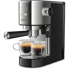 Krups Virtuoso XP442C11 espresso automāts, portafiltra iekārta, piena putu sprausla, 2 tasīšu funkcija, 1 litra ūdens tvertne, nerūsējošais tērauds