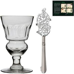 ALANDIA Absinthe Glass and Spoon Set Premium Handblown Absinthe Glass Stainless Steel Absinthe Spoon