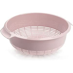 23cm Plastic Strainer Food Strainer Basket for Food Washing Draining Noodles Spaghetti Rice Salad Vegetable Kitchen Cooking Hobby Design 2 (Pink)